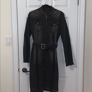 long dress/jean jacket/coat